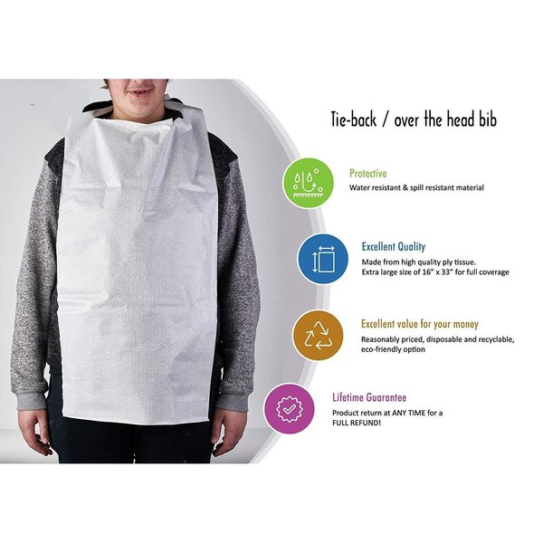 Proheal Disposable Adult Bibs, 300 Pack - Overhead, 16" x 33", 300PK DISPOSABLE-OVERHEAD-300
